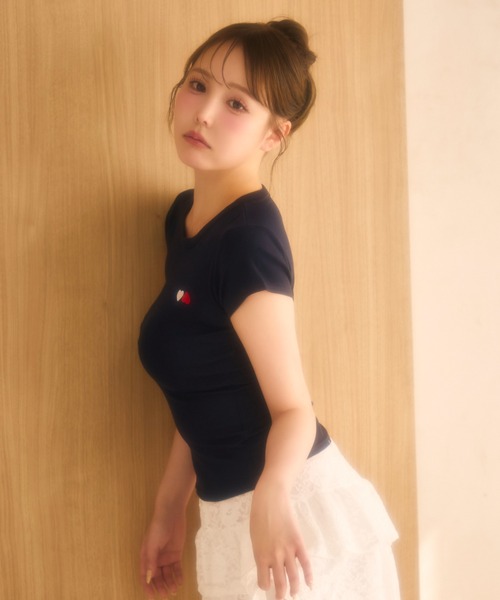 miune(ミューヌ)の「コンパクトT(Tシャツ/カットソー・レディース・グレー/ネイビー・FREE)」の8枚目の写真