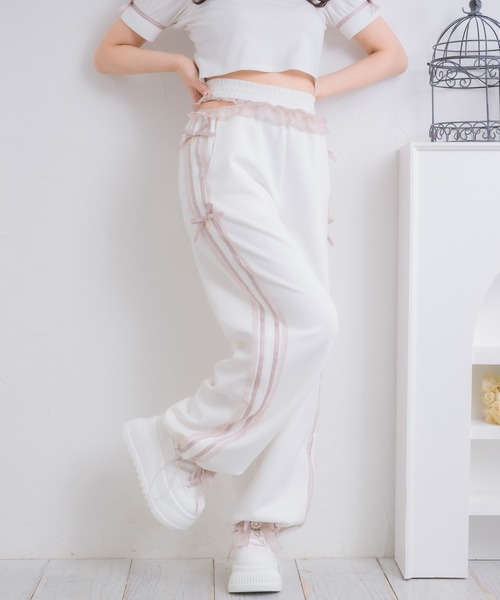 ROJITA（ロジータ）の「サイドレースデザインスウェットパンツ（スウェットパンツ・レディース・ピンク/ホワイト/ブラック・FREE）」の2枚目の写真