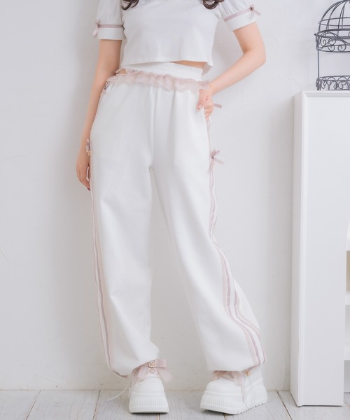 ROJITA（ロジータ）の「サイドレースデザインスウェットパンツ（スウェットパンツ・レディース・ピンク/ホワイト/ブラック・FREE）」の4枚目の写真