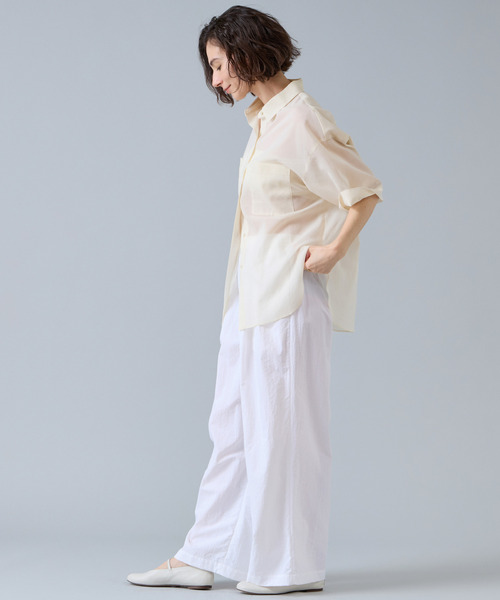 Liesse（リエス）の「コットンオーガンジーシアーシャツ（シャツ/ブラウス・レディース・ベージュ/オフホワイト/ブラック・FREE）」の7枚目の写真