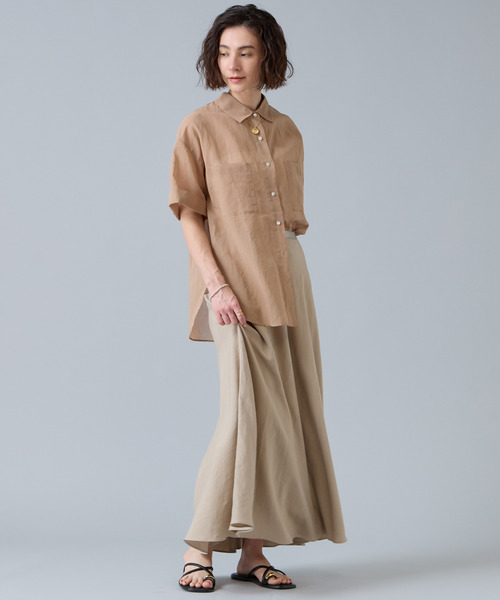 Liesse（リエス）の「コットンオーガンジーシアーシャツ（シャツ/ブラウス・レディース・ベージュ/オフホワイト/ブラック・FREE）」の11枚目の写真