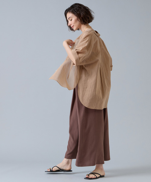 Liesse（リエス）の「コットンオーガンジーシアーシャツ（シャツ/ブラウス・レディース・ベージュ/オフホワイト/ブラック・FREE）」の14枚目の写真
