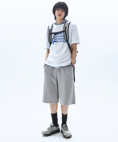 RAIMENT（レイメント）の「ビッグパッチバミューダワイドバンディングスウェットパンツ_メランジグレー（その他パンツ・メンズ・その他・SMALL/LARGE）」の3枚目の写真