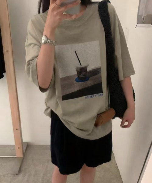 DIAVEL（ディアベル）の「[3color]コーヒーフォトプリントTシャツ（Tシャツ/カットソー・レディース・ベージュ/ホワイト/ブラック・M）」の14枚目の写真
