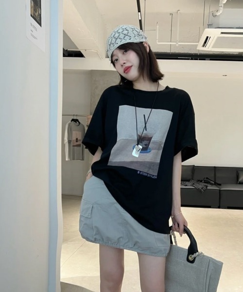 DIAVEL（ディアベル）の「[3color]コーヒーフォトプリントTシャツ（Tシャツ/カットソー・レディース・ベージュ/ホワイト/ブラック・M）」の10枚目の写真