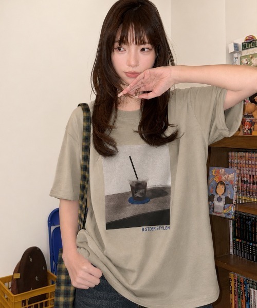 DIAVEL（ディアベル）の「[3color]コーヒーフォトプリントTシャツ（Tシャツ/カットソー・レディース・ベージュ/ホワイト/ブラック・M）」の11枚目の写真