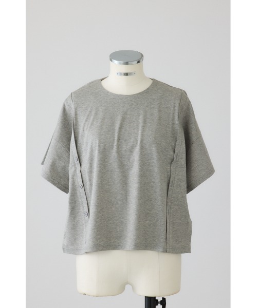 RIM.ARK(リムアーク)の「Refined 2way cut tops リファインド ツーウェイ カット トップス(Tシャツ/カットソー・レディース・ブルー/杢グレー/ホワイト/ブラック・FREE)」の3枚目の写真