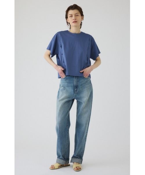 RIM.ARK(リムアーク)の「Refined 2way cut tops リファインド ツーウェイ カット トップス(Tシャツ/カットソー・レディース・ブルー/杢グレー/ホワイト/ブラック・FREE)」の4枚目の写真