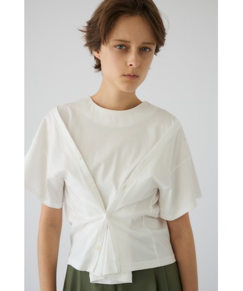 RIM.ARK(リムアーク)の「Refined 2way cut tops リファインド ツーウェイ カット トップス(Tシャツ/カットソー・レディース・ブルー/杢グレー/ホワイト/ブラック・FREE)」の15枚目の写真