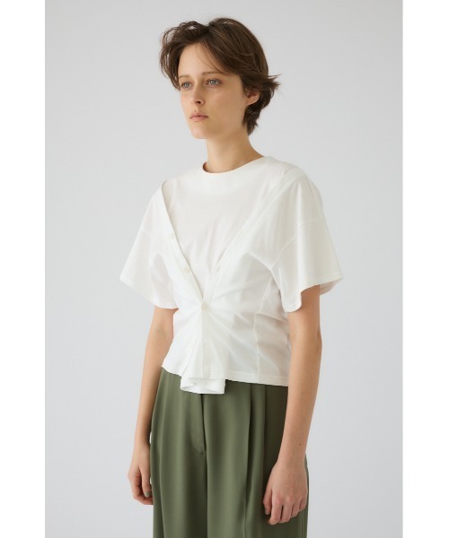 RIM.ARK(リムアーク)の「Refined 2way cut tops リファインド ツーウェイ カット トップス(Tシャツ/カットソー・レディース・ブルー/杢グレー/ホワイト/ブラック・FREE)」の16枚目の写真