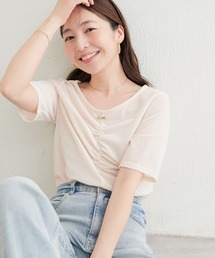 natural couture（ナチュラルクチュール）の「シアーベロアギャザーＴ（Tシャツ/カットソー）」