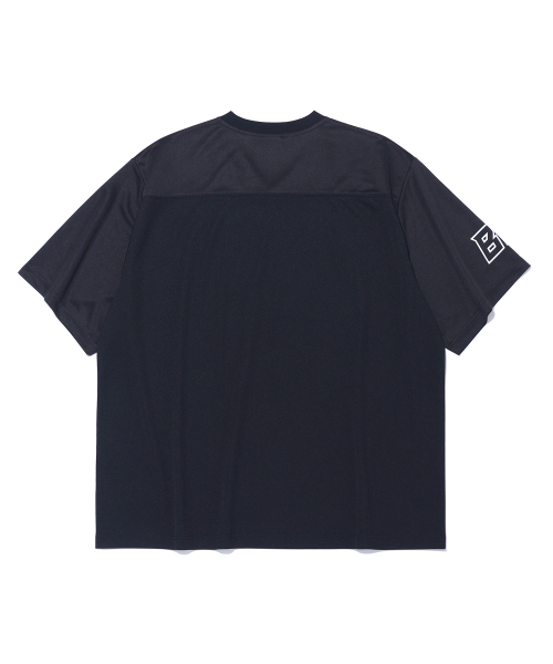 メッシュラグビージャージVネック半袖TシャツMQ2TU259_BLACK（Tシャツ