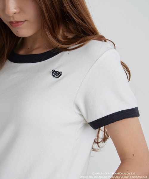 ANGEL BLUE(エンジェルブルー)の「【ANGEL BLUE】別注 エンジェルブルー ワンポイント リンガーTシャツ(Tシャツ/カットソー・レディース・ブラック/ピンク/ホワイト・FREE)」の1枚目の写真