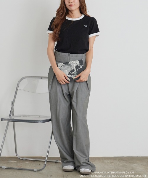 ANGEL BLUE(エンジェルブルー)の「【ANGEL BLUE】別注 エンジェルブルー ワンポイント リンガーTシャツ(Tシャツ/カットソー・レディース・ブラック/ピンク/ホワイト・FREE)」の9枚目の写真