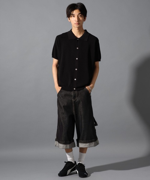 LAND MUSEUM（ランドミュージアム）の「LAND MUSEUM／ワイドペインターショートパンツ（デニムパンツ・メンズ・ネイビー・LARGE/MEDIUM）」の8枚目の写真