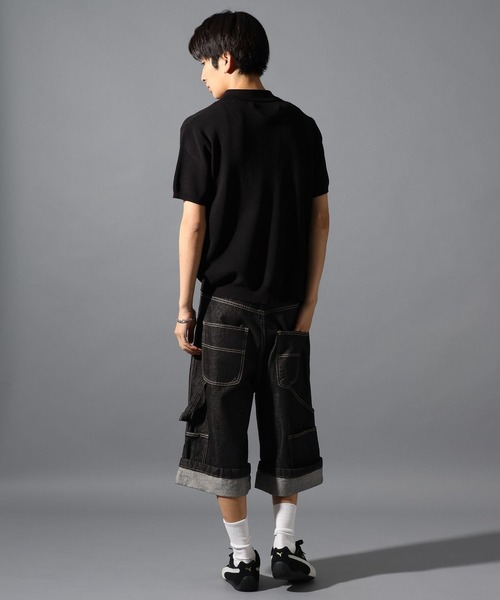 LAND MUSEUM（ランドミュージアム）の「LAND MUSEUM／ワイドペインターショートパンツ（デニムパンツ・メンズ・ネイビー・LARGE/MEDIUM）」の10枚目の写真