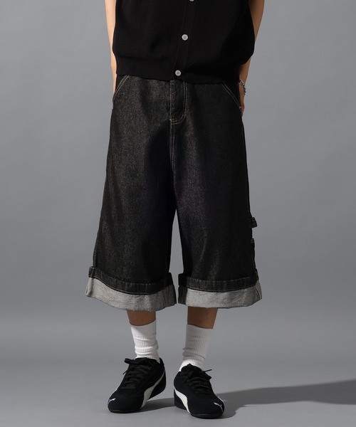 LAND MUSEUM（ランドミュージアム）の「LAND MUSEUM／ワイドペインターショートパンツ（デニムパンツ・メンズ・ネイビー・LARGE/MEDIUM）」の11枚目の写真