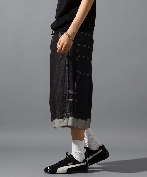 LAND MUSEUM（ランドミュージアム）の「LAND MUSEUM／ワイドペインターショートパンツ（デニムパンツ・メンズ・ネイビー・LARGE/MEDIUM）」の12枚目の写真