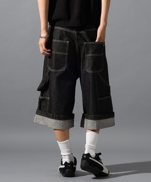 LAND MUSEUM（ランドミュージアム）の「LAND MUSEUM／ワイドペインターショートパンツ（デニムパンツ・メンズ・ネイビー・LARGE/MEDIUM）」の13枚目の写真