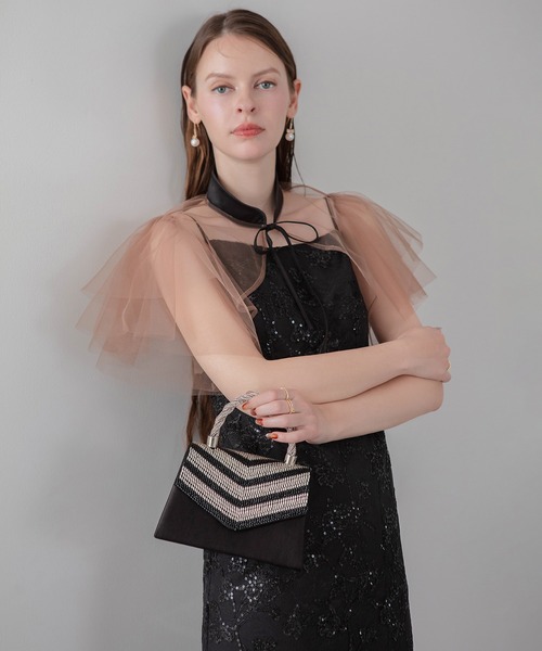Leja(レジャ)の「【LEJA】ジオメトリックフラップビジュー2WAYバッグ結婚式 パーティー 成人式 二次会 同窓会 お呼ばれ オケージョン 20代 30代(ハンドバッグ・レディース・ブラック・FREE)」の3枚目の写真