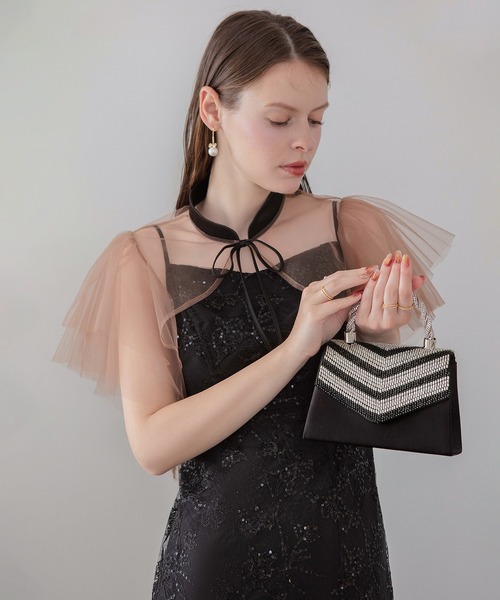 Leja(レジャ)の「【LEJA】ジオメトリックフラップビジュー2WAYバッグ結婚式 パーティー 成人式 二次会 同窓会 お呼ばれ オケージョン 20代 30代(ハンドバッグ・レディース・ブラック・FREE)」の2枚目の写真
