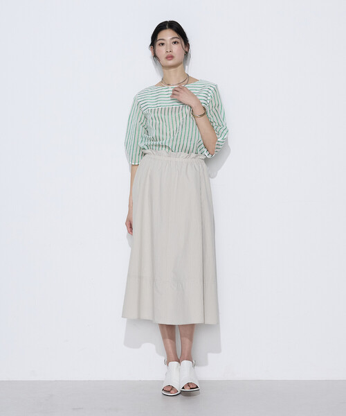 K.T KIYOKO TAKASE(キヨコタカセ)の「〔 Sサイズ 〕 コットンシルク シアーストライププルオーバー(シャツ/ブラウス・レディース・ホワイト×グリーン/ホワイト×ブルー・5号)」の4枚目の写真
