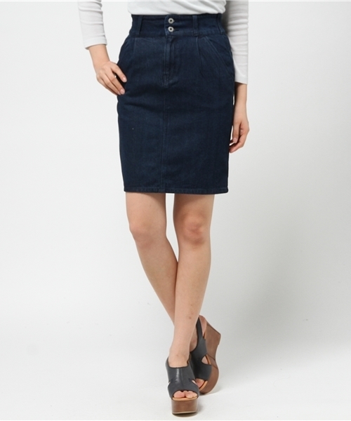 earth music&ecology（アースミュージックアンドエコロジー）の「【2016Spring】デニムタイトスカート（デニムスカート・レディース・インディゴブルー/ライトインディゴブルー・SMALL/MEDIUM）」の2枚目の写真