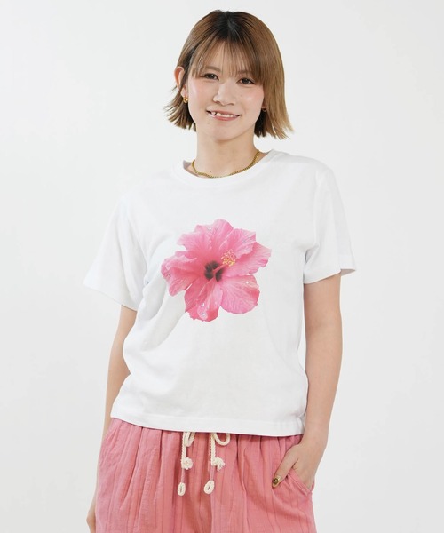 Hula Lani（フララニ）の「HULALANI/フララニ レディース 半袖 Tシャツ ハイビスカス ラインストーン 263HU2ST930（Tシャツ/カットソー・レディース・ホワイト・FREE）」の3枚目の写真