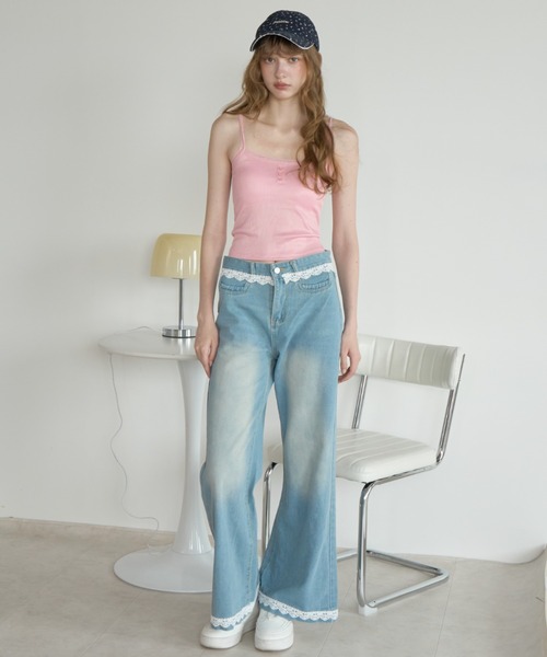 Birthday room(バースデイルーム)の「レースデニム/Lace denim(デニムパンツ・レディース・ブルー・FREE)」の5枚目の写真