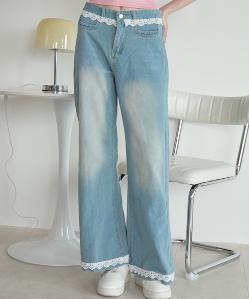 Birthday room(バースデイルーム)の「レースデニム/Lace denim(デニムパンツ・レディース・ブルー・FREE)」の7枚目の写真