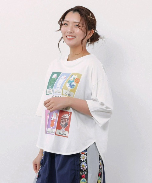 ScoLar(スカラー)の「ScoLar(スカラー) スカラークリームソーダコレクション柄Tシャツ(Tシャツ/カットソー・レディース・オフホワイト/ブラック・MEDIUM)」の6枚目の写真
