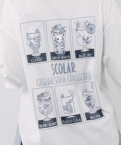 ScoLar(スカラー)の「ScoLar(スカラー) スカラークリームソーダコレクション柄Tシャツ(Tシャツ/カットソー・レディース・オフホワイト/ブラック・MEDIUM)」の10枚目の写真