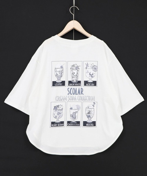 ScoLar(スカラー)の「ScoLar(スカラー) スカラークリームソーダコレクション柄Tシャツ(Tシャツ/カットソー・レディース・オフホワイト/ブラック・MEDIUM)」の12枚目の写真