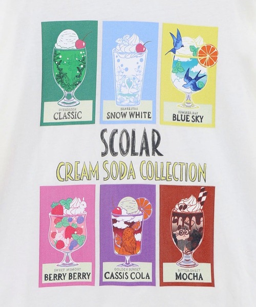 ScoLar(スカラー)の「ScoLar(スカラー) スカラークリームソーダコレクション柄Tシャツ(Tシャツ/カットソー・レディース・オフホワイト/ブラック・MEDIUM)」の13枚目の写真
