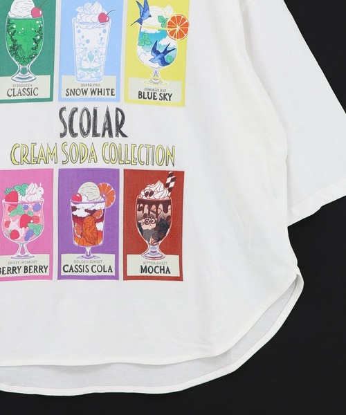 ScoLar(スカラー)の「ScoLar(スカラー) スカラークリームソーダコレクション柄Tシャツ(Tシャツ/カットソー・レディース・オフホワイト/ブラック・MEDIUM)」の16枚目の写真
