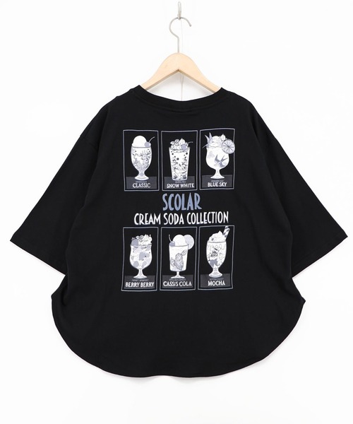 ScoLar(スカラー)の「ScoLar(スカラー) スカラークリームソーダコレクション柄Tシャツ(Tシャツ/カットソー・レディース・オフホワイト/ブラック・MEDIUM)」の19枚目の写真