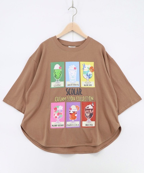 ScoLar(スカラー)の「ScoLar(スカラー) スカラークリームソーダコレクション柄Tシャツ(Tシャツ/カットソー・レディース・オフホワイト/ブラック・MEDIUM)」の21枚目の写真