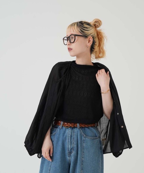 HEART MARKET(ハートマーケット)の「ストレッチレースボトルネックノースリーブ(Tシャツ/カットソー・レディース・ホワイト/ナチュラル/ブラック・FREE)」の2枚目の写真