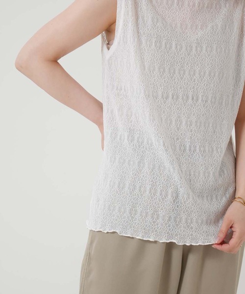 HEART MARKET(ハートマーケット)の「ストレッチレースボトルネックノースリーブ(Tシャツ/カットソー・レディース・ホワイト/ナチュラル/ブラック・FREE)」の5枚目の写真