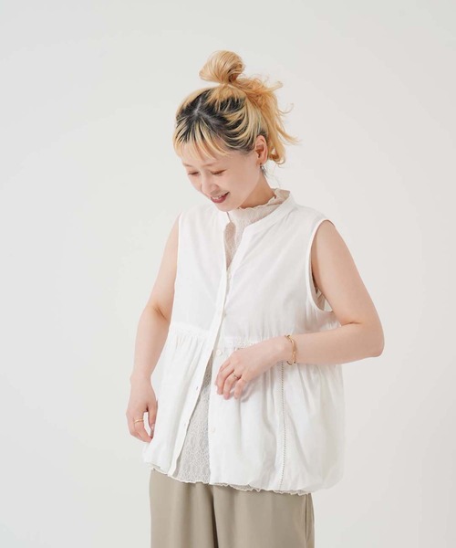 HEART MARKET(ハートマーケット)の「ストレッチレースボトルネックノースリーブ(Tシャツ/カットソー・レディース・ホワイト/ナチュラル/ブラック・FREE)」の10枚目の写真