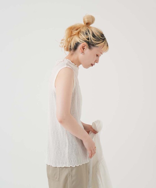 HEART MARKET(ハートマーケット)の「ストレッチレースボトルネックノースリーブ(Tシャツ/カットソー・レディース・ホワイト/ナチュラル/ブラック・FREE)」の11枚目の写真