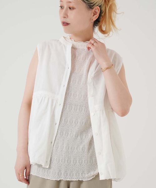 HEART MARKET(ハートマーケット)の「ストレッチレースボトルネックノースリーブ(Tシャツ/カットソー・レディース・ホワイト/ナチュラル/ブラック・FREE)」の14枚目の写真