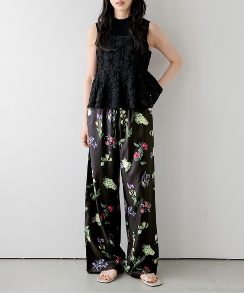 AMELY（エミリー）の「フラワープリントワイドパンツ（その他パンツ・レディース・ブラック/ホワイト・M/L）」の9枚目の写真