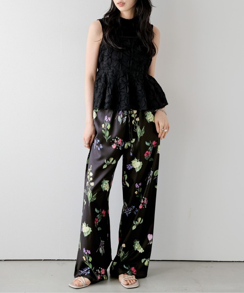 AMELY（エミリー）の「フラワープリントワイドパンツ（その他パンツ・レディース・ブラック/ホワイト・M/L）」の10枚目の写真