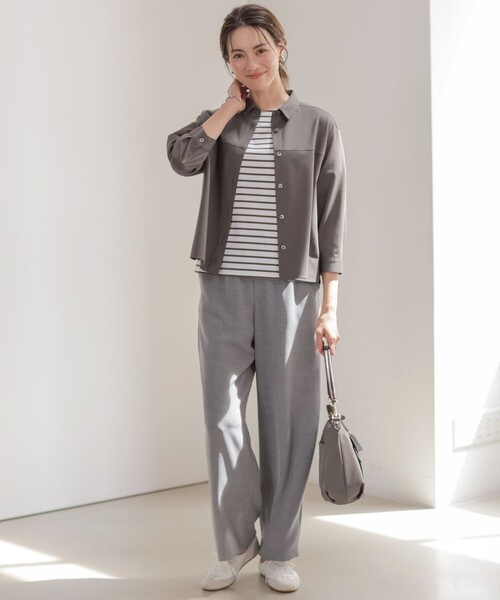 J.PRESS Ladies(J.プレス レディス)の「【一枚で着映え】バイカラーボーダー クルーネック カットソー(Tシャツ/カットソー・レディース・ネイビー系1/黄土色系2/ブルー系1/カーキ系1・SMALL)」の6枚目の写真