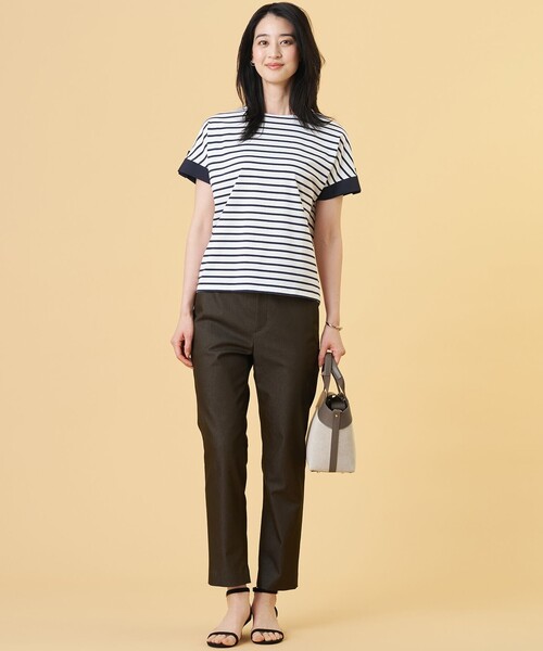 J.PRESS Ladies(J.プレス レディス)の「【一枚で着映え】バイカラーボーダー クルーネック カットソー(Tシャツ/カットソー・レディース・ネイビー系1/黄土色系2/ブルー系1/カーキ系1・SMALL)」の8枚目の写真