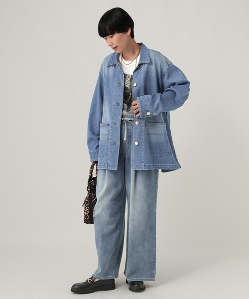 Elura（エルーラ）の「大人デニムカバーオール/881667（デニムジャケット・レディース・ブルー/オフホワイト・FREE）」の15枚目の写真