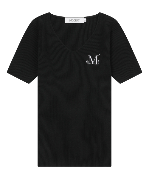 MUCENT(ムセント)の「ゼロ Vネック半袖リブニット (2カラー)(Tシャツ/カットソー・レディース・ブラック/ホワイト・FREE)」の6枚目の写真