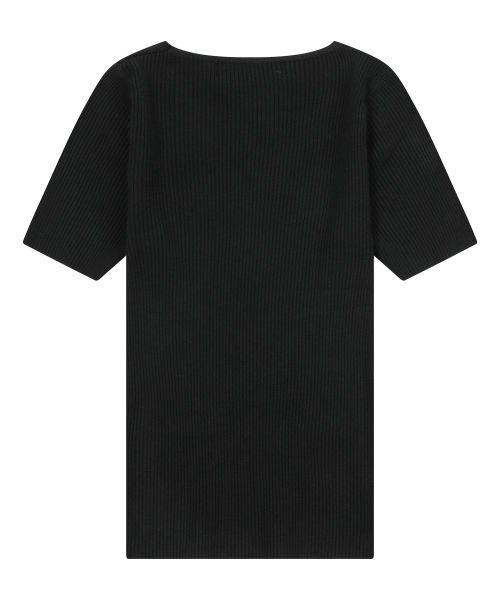 MUCENT(ムセント)の「ゼロ Vネック半袖リブニット (2カラー)(Tシャツ/カットソー・レディース・ブラック/ホワイト・FREE)」の7枚目の写真