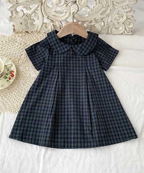 aimoha(アイモハ)の「【aimoha KIDS】チェック柄セーラーカラーワンピース (SS)(ワンピース・キッズ・ネイビー・130/120/110/90/100/140)」の5枚目の写真